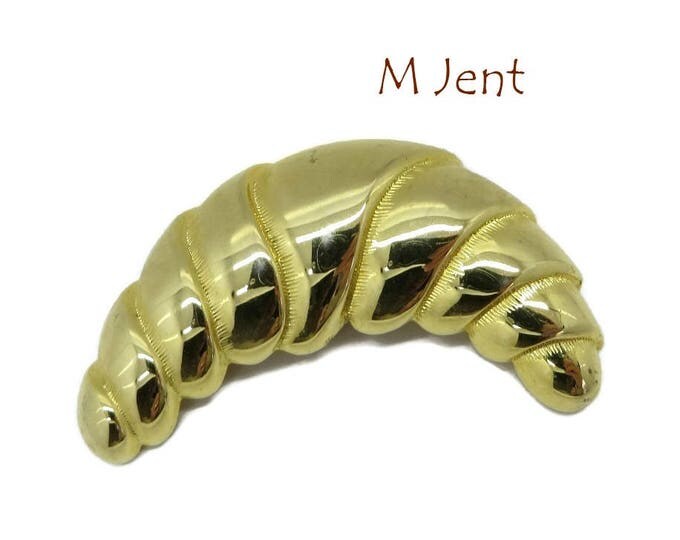 Vintage Shell Brooch - Signed M Jent Gold Tone Shell Pin, Scalloped Curved Brooch, Gift for Her, Gift Boxed