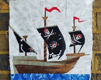 Vintage Pirate Ship Foundation Paper Piecing Pattern