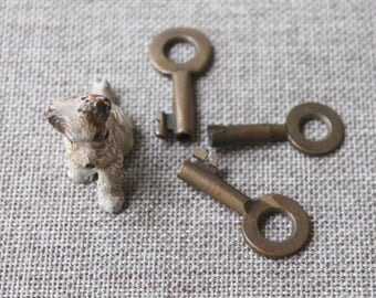 Vintage Lot of 3 Brass Railroad Hollow Barrel Keys, Antique Railroad Switch Keys