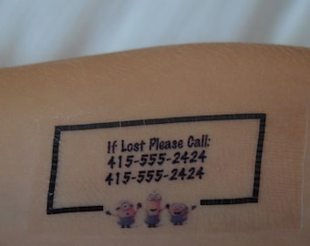 28 Minions Emergency Contact/Safety Temporary Tattoos