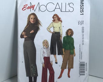 D172 McCall's 5251,sewing pattern, women's, Gaucho pants, flared leg , pants,low rise size 10-12-14-16 uncut