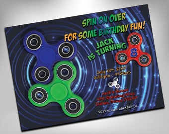 Fidget Spinner Invitation, Fidget Spinner Birthday Invitation, Fidget Spinner Party Invitation, Fidget Spinners, Hand Spinner, Fidget Toy