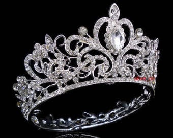 SILVER-Wedding Bridal Princess Tiara -Luxury Tiara Crystal Headpiece Rhinestone-NEW!