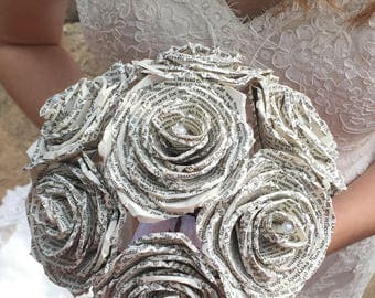 Book Page Bouquet, Paper Rose Bouquet, Book Themed Wedding Bouquet, Paper Flower Bouquet, Custom Paper Rose Bouquet, Handmade Paper Flowers