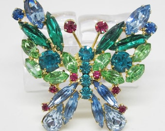 Vintage Rhinestone Jewelry - "Juliana" Butterfly Brooch Pin - Verified - Delizza & Elster
