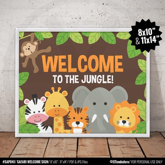 Safari Welcome Sign. Printable Baby Shower Welcome Guest Table