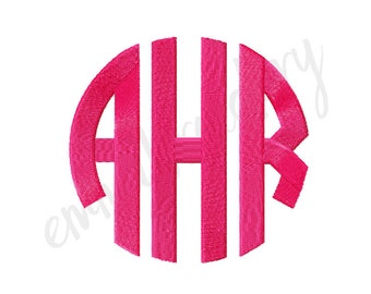 3 Sizes Large Circle Monogram - 5" 6" 7" - Machine Embroidery Monogram Font - Instant Download - PES DST JEF 8 File Format