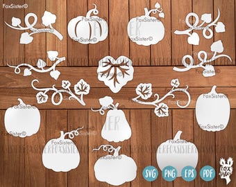 Fall Pumpkin SVG Bundle, 15 cut files | Autumn Clipart | Leaf, pumpkin template | Thanksgiving svg | Halloween svg | Pumpkins | Cricut Cameo