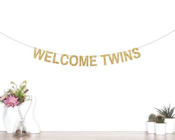 Welcome Twins Banner, Twin Baby Shower Banner, It's Twins, Twin Girls ...