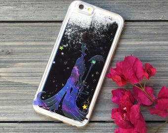 Maleficent iPhone Case in Black Glitter