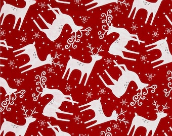 Alpine by Pink Chandelier for Wilmington Prints - Reindeer Toss in Red | Pre-Order Fabric | Quilting, Sewing