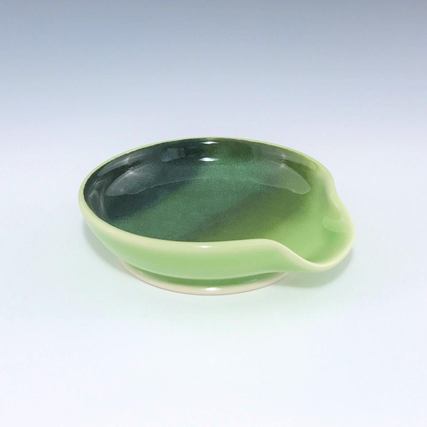 Green Spoon Rest Porcelain Spoon Rest Spoon Holder Green