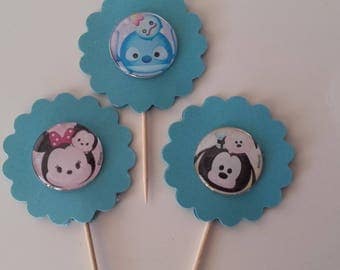 Tsum Tsum Cupcake Toppers, Party Supplies, Birthday Party Toppers,