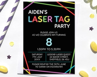 Laser Tag Birthday Invitation, Digital File, PDF, DIY, Lazer Tag invitation, Boy Birthday Invitation, birthday printable, laser quest invite