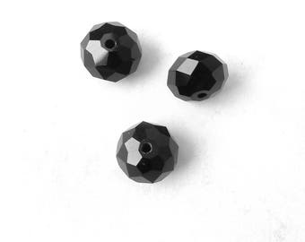 3 11x9mm faceted jet rondelle Crystal beads