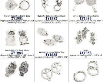 Crown Cabochon Blank Butterfly Mirror Frame Owl Wish Oval Loose Beads Tag Anti War Signs Earring End Bars Jewelry Making Supply Charms