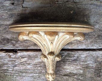 Vintage Syrocowood Shelf, Vintage Sconce Shelf, Syroco, Vintage Gold Shelf, Half Moon Shelf, Vintage Gold Shelf, Hollywood Regency