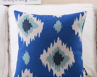 Decorative pillow, cushion cover blue geometric pattern home throw pillow shell customized size