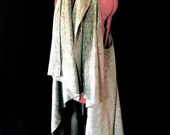 Sea Green Chenille Maxi Vest/Maxi Vest/Outer Wear/Ooak Vest/Long Vest