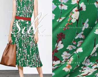 buy Printed silk Green silk by the yard - seda metro comprar