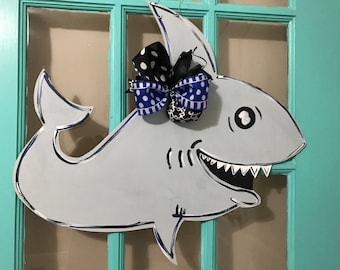 Shark Week Themed Wooden Door Hanger