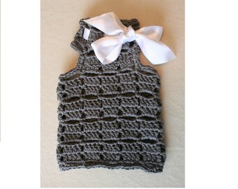 Dog Sweater - BubaDog design - Pets clothing - White Bow Sweater - Dogs vest - Crochet dog clothes