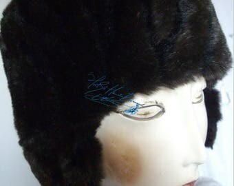 Winter hat, hat ear flaps, fausse-fourrure-cafe-noir-chocolat-marron, 54-55 cm / S, hat-hat, great cold winter