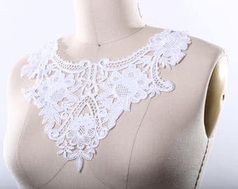 Vivanna's White Venice Lace Collar Applique Elegant Rich and Durable. Hard and Sharp Edges
