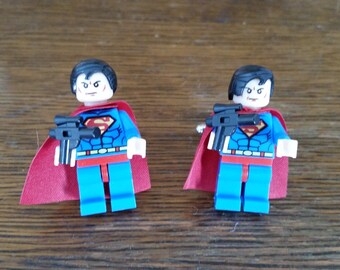 Set of Superman Cufflinks - Lego Minifigures - Cuff Links - Superhero Cufflinks - DC - Superman - Groom Cufflinks - Gift For Him - Unique