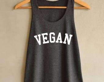 Vegan Shirt Vegan Tank top - vegetarian Shirt - Tank Top Dark Gray Women Size S M L