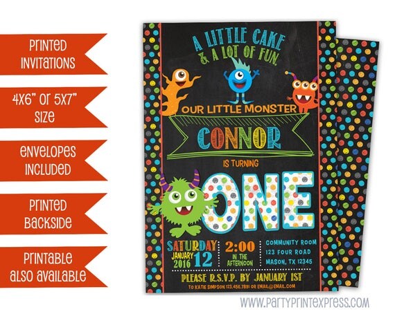 Monster Invitations - Monster Birthday Invitation - Monster Party - Monster Invite - Monster 1st Birthday Invitation - 2nd 3rd 4th 5th any Il_570xn
