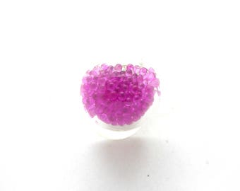 ring glass with pink microballs