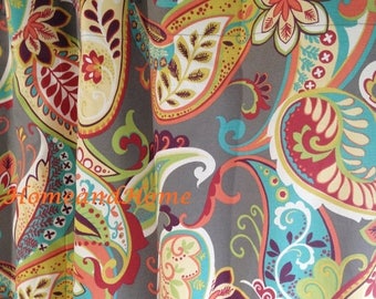 Weekend Sale Custom Shower Curtain Whimsy Paisley Mardi Gras plum yellow green long shower curtain Extra Wide shower curtain 72 x 84 108 5