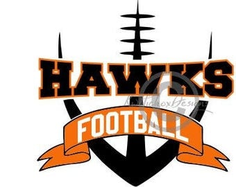 Hawks Football Svg, Hawk Svg, Football Banner Svg, Football Dxf
