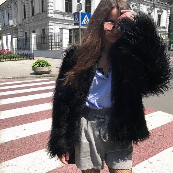Fuzzy Furry Fashion Trend Autumn 2017 Fur Jacket And Winter Black Fur Coats Streetstyleblack Streetstyle