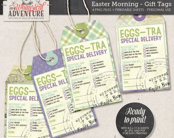 Approved By, Printable Gift Tags For Easter, Special Delivery Gift Idea, Easter Eggs, Instant Download Digital Collage Sheet, Party Supplies
