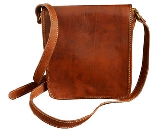 Small Leather Mens Messenger Bag - On The Road