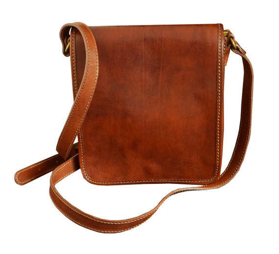 Small Leather Mens Messenger Bag On The Road