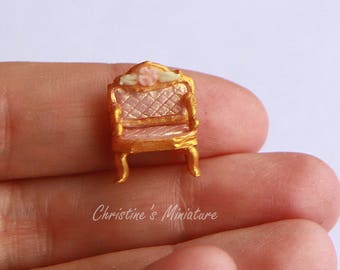 Canapé Miniature Pour Maison De Poupée 1:12 - Décoration Intérieure - En Bois - Neuf