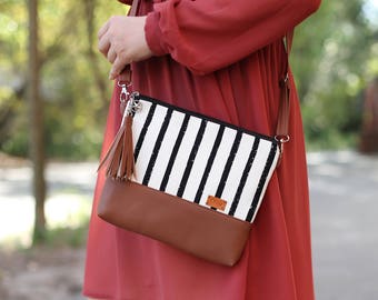 Striped Woman Purse Girlfriend gift Shoulder Bag Womens gift Crossbody bag Women bags Crossbody purse Faux Leather purse