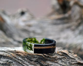 mens resin band set mens wedding bands resin ring set real moss rings green black rings - Eco Friendly Wedding Rings mens resin band set mens wedding bands resin ring set real moss rings green black rings - Eco Friendly Wedding Rings