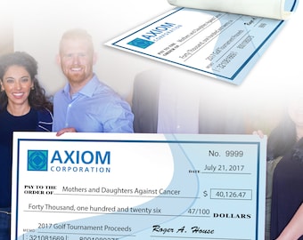 Rollable Giant Check - Oversize Check - Novelty Check -Printed Oversized Check - Presentation Check - Big Check - Charity Checks