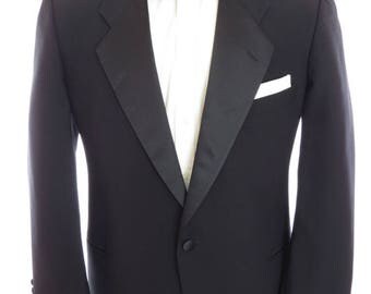Size 44R - Mani by Giorgio Armani vintage black one-button notch lapel tuxedo jacket