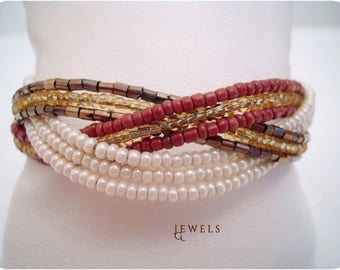 Multicolor & Bronze Cream Cable Bracelet