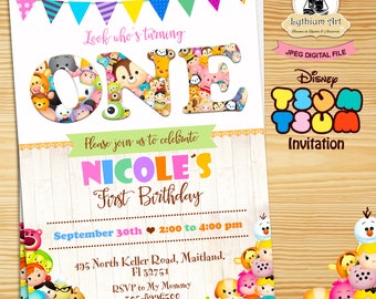 Tsum Tsum Invitation - 1st Birthday Invitation - Any Age Invitation - Tsum Tsum Birthday - Tsum Tsum Party - First Birthday