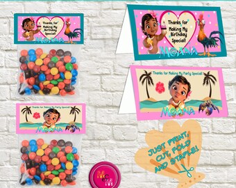Baby Moana Candy Bag Topper Printable, Baby Moana Candy Bags, Baby Moana Treat Bag Topper, Baby Moana Party Favor, Toppers, Instant Download
