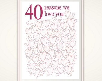 40th Birthday Gifts for Woman - 40th Birthday Prints, For Sister, For Her, For Friend, PRINTABLES, Party Decorations, Guest Book, DOWNLOAD