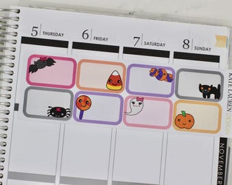 Halloween Half Box Stickers, Halloween Planner Stickers, Halloween Stickers, Half Box Planner Stickers, Half Box Stickers, Halloween Kawaii