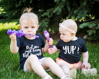 Did we just become best friends yup step brother shirts matching sibling outfit did we just become best friends onesie matching brothers