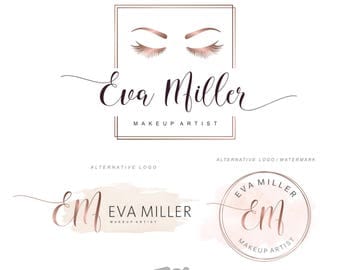 Lashes logo, Eyelash extension logo, Cosmetics logo, Branding Kit, Lash Make up logo, Logo Design, Beauty salon, Rose Gold Logo package 114